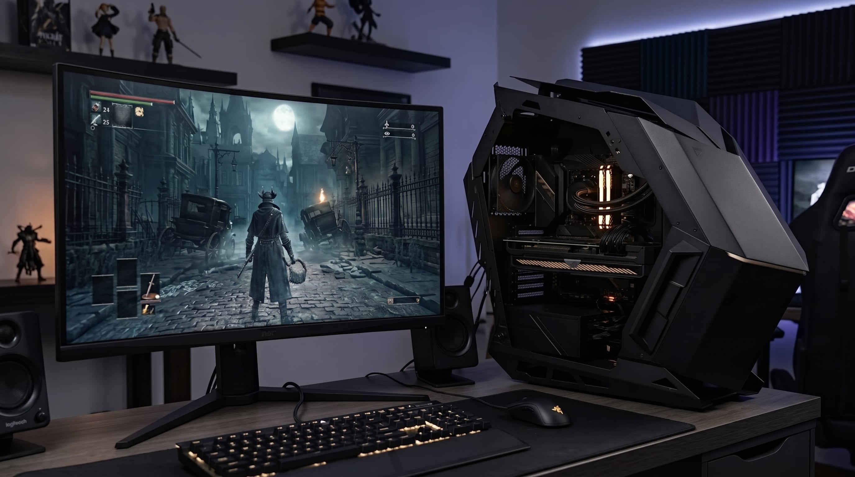 Chasis Gamer Negro ATX Mech-One Iceberg ensamble completo