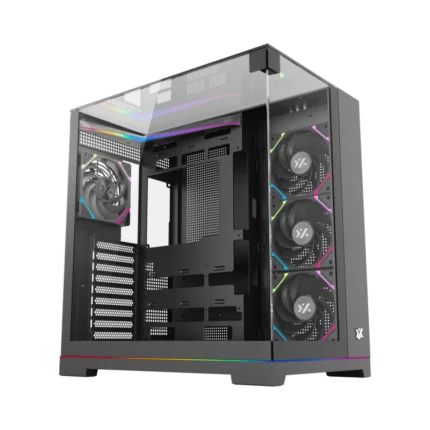 Gabinete Gamer TESSERACT X BLACK XYZ 7 Veniladores ARGB