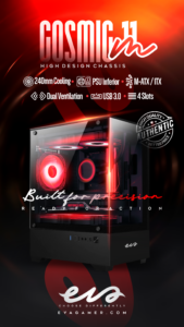 Póster publicitario chasis gamer Eva Cosmic 11M Black